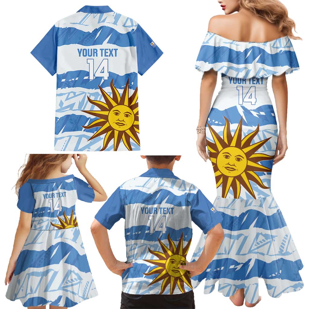 Custom Uruguay Football Family Matching Mermaid Dress and Hawaiian Shirt Vamo La Celeste