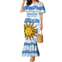 Custom Uruguay Football Family Matching Mermaid Dress and Hawaiian Shirt Vamo La Celeste