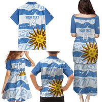 Custom Uruguay Football Family Matching Puletasi and Hawaiian Shirt Vamo La Celeste
