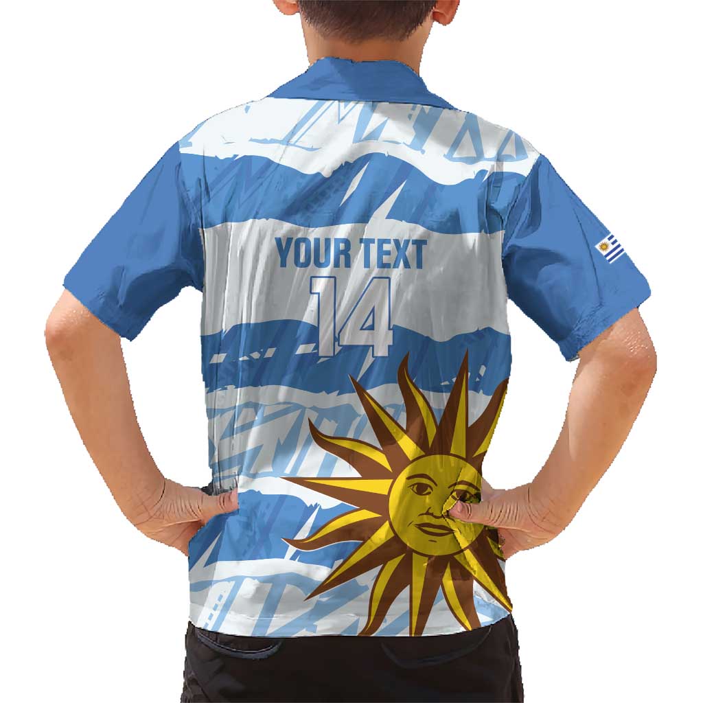 Custom Uruguay Football Family Matching Short Sleeve Bodycon Dress and Hawaiian Shirt Vamo La Celeste