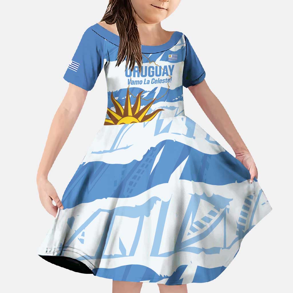 Custom Uruguay Football Family Matching Summer Maxi Dress and Hawaiian Shirt Vamo La Celeste