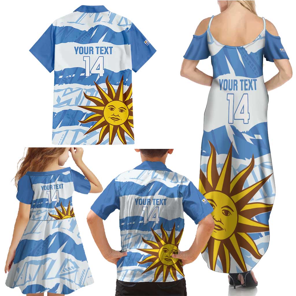 Custom Uruguay Football Family Matching Summer Maxi Dress and Hawaiian Shirt Vamo La Celeste