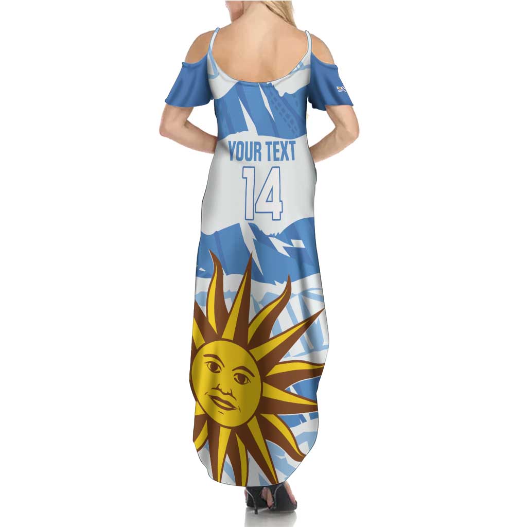 Custom Uruguay Football Family Matching Summer Maxi Dress and Hawaiian Shirt Vamo La Celeste