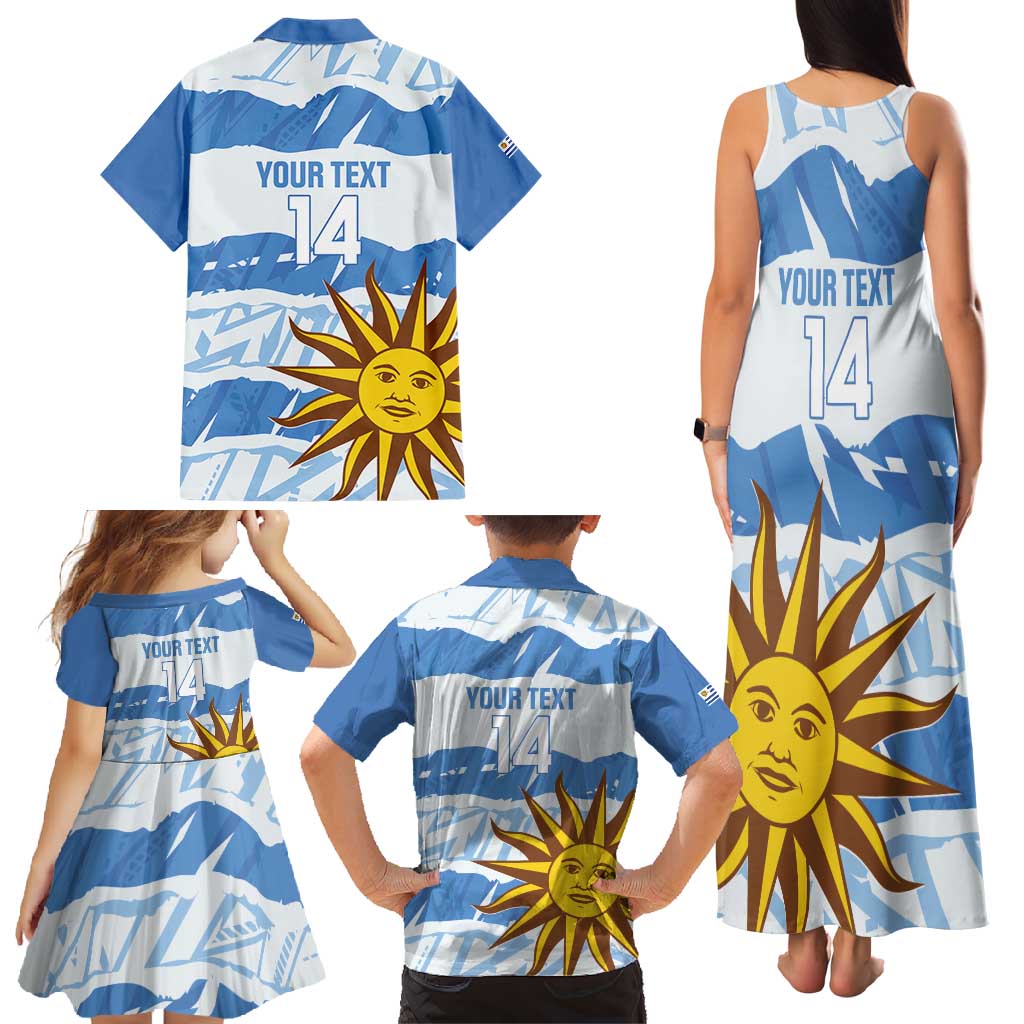 Custom Uruguay Football Family Matching Tank Maxi Dress and Hawaiian Shirt Vamo La Celeste