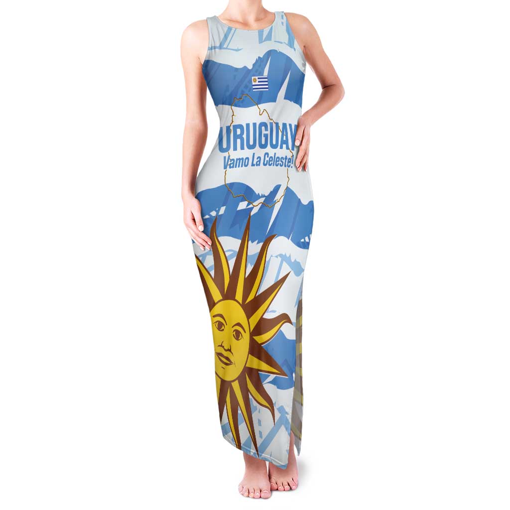 Custom Uruguay Football Family Matching Tank Maxi Dress and Hawaiian Shirt Vamo La Celeste