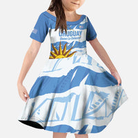Custom Uruguay Football Kid Short Sleeve Dress Vamo La Celeste