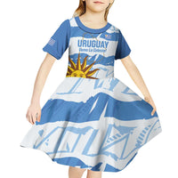 Custom Uruguay Football Kid Short Sleeve Dress Vamo La Celeste