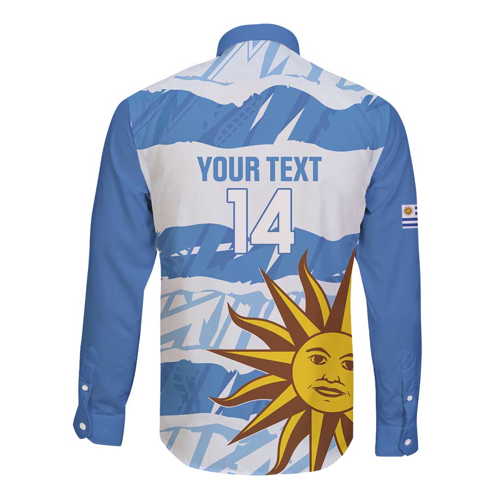 Custom Uruguay Football Long Sleeve Button Shirt Vamo La Celeste