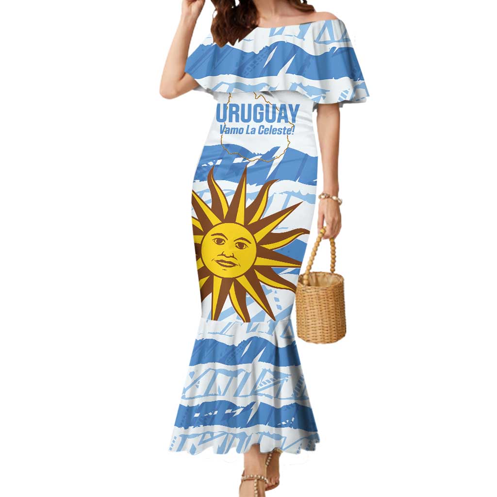 Custom Uruguay Football Mermaid Dress Vamo La Celeste