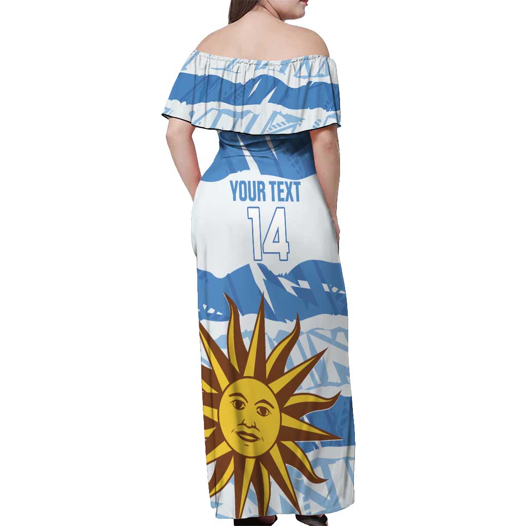 Custom Uruguay Football Off Shoulder Maxi Dress Vamo La Celeste