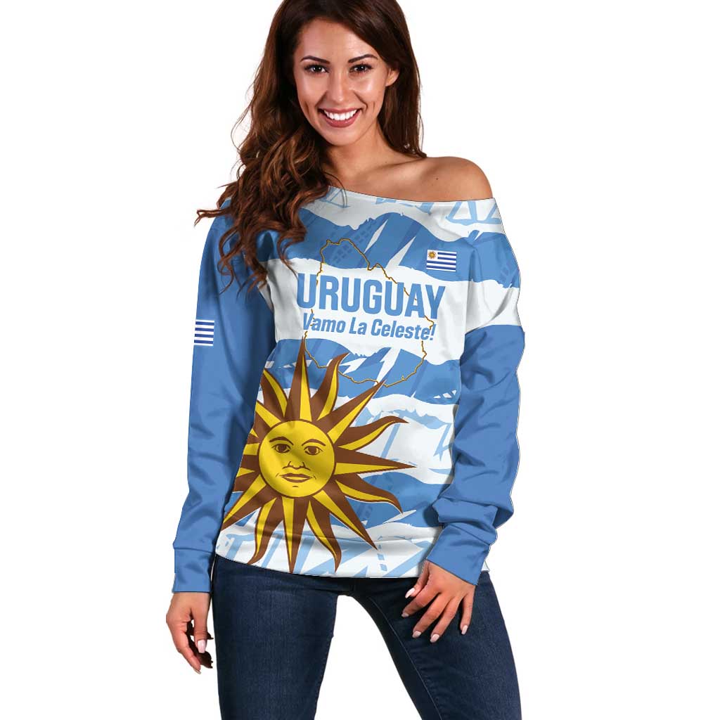 Custom Uruguay Football Off Shoulder Sweater Vamo La Celeste