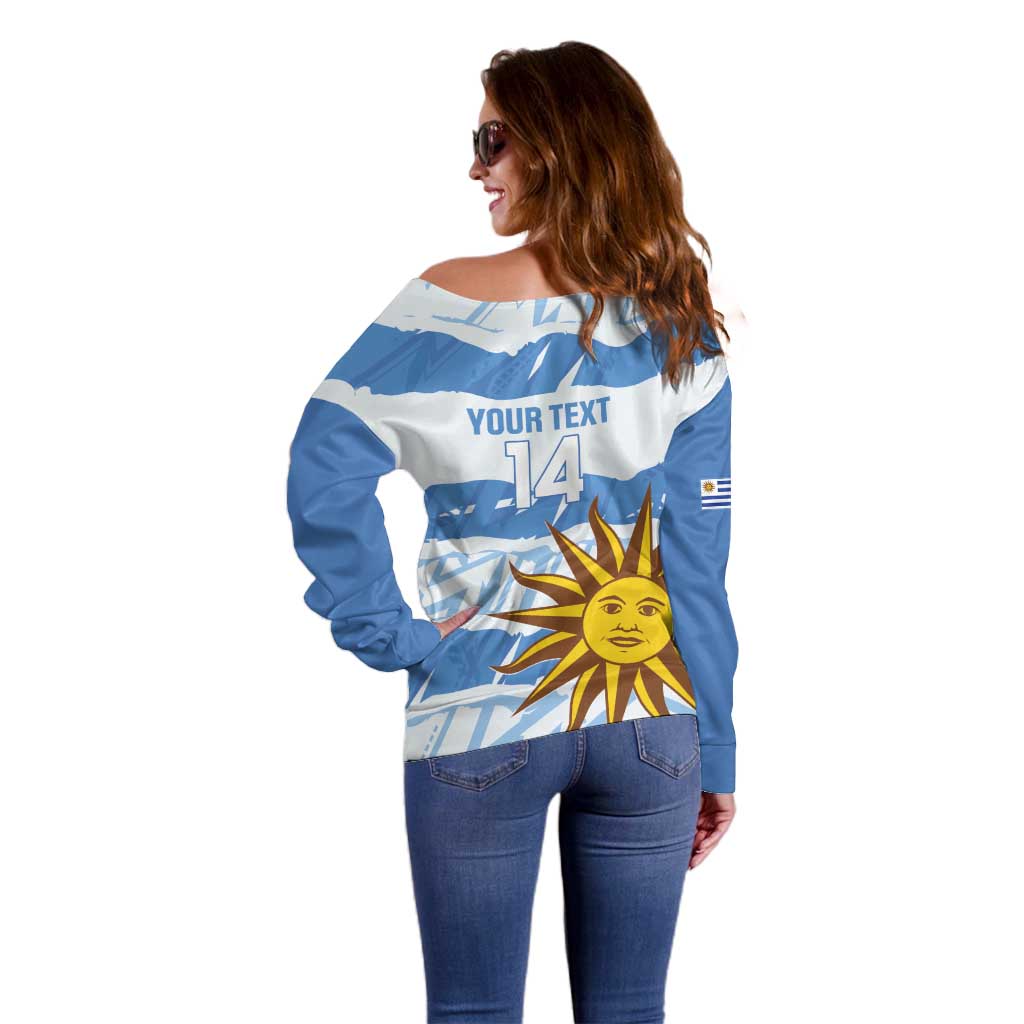 Custom Uruguay Football Off Shoulder Sweater Vamo La Celeste