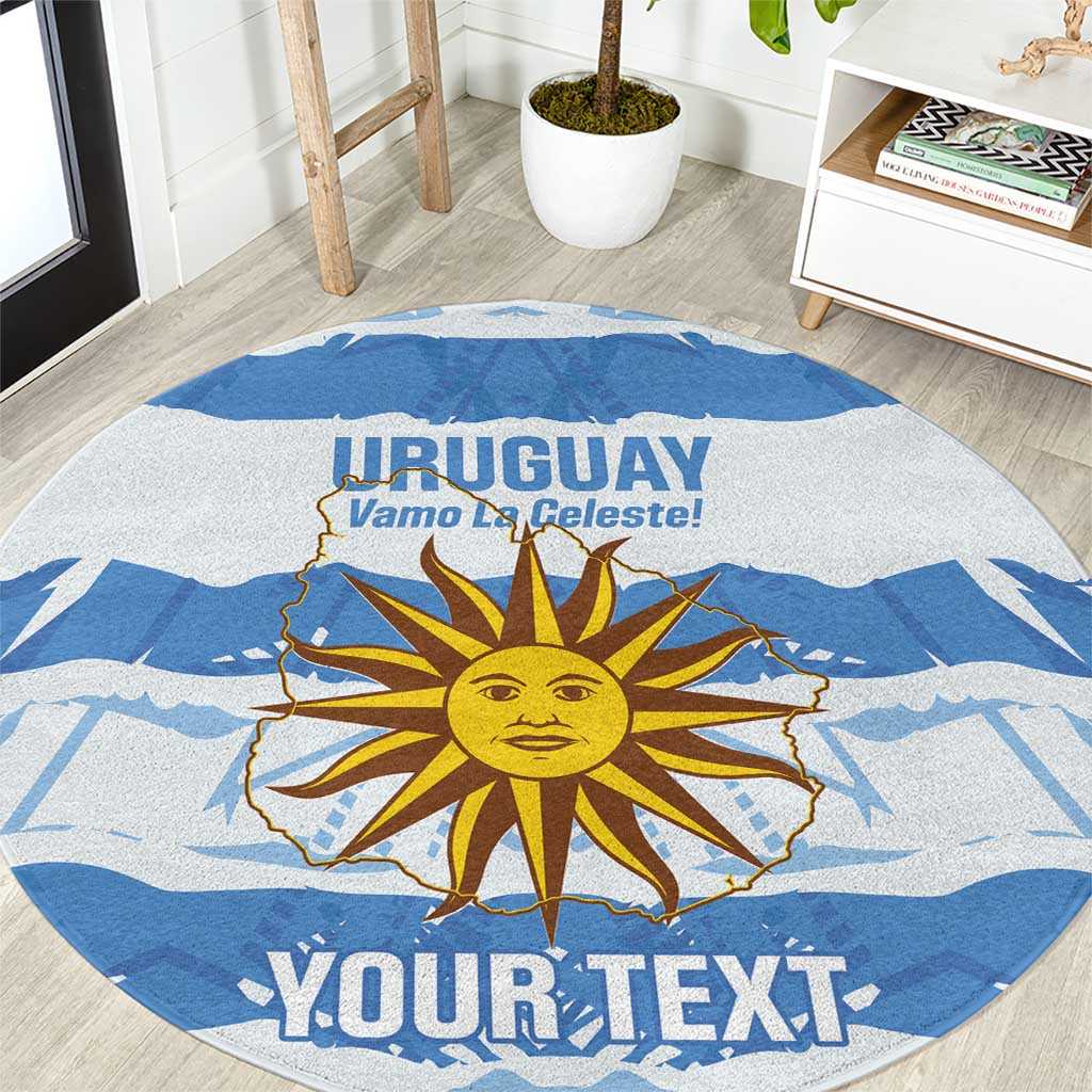 Custom Uruguay Football Round Carpet Vamo La Celeste