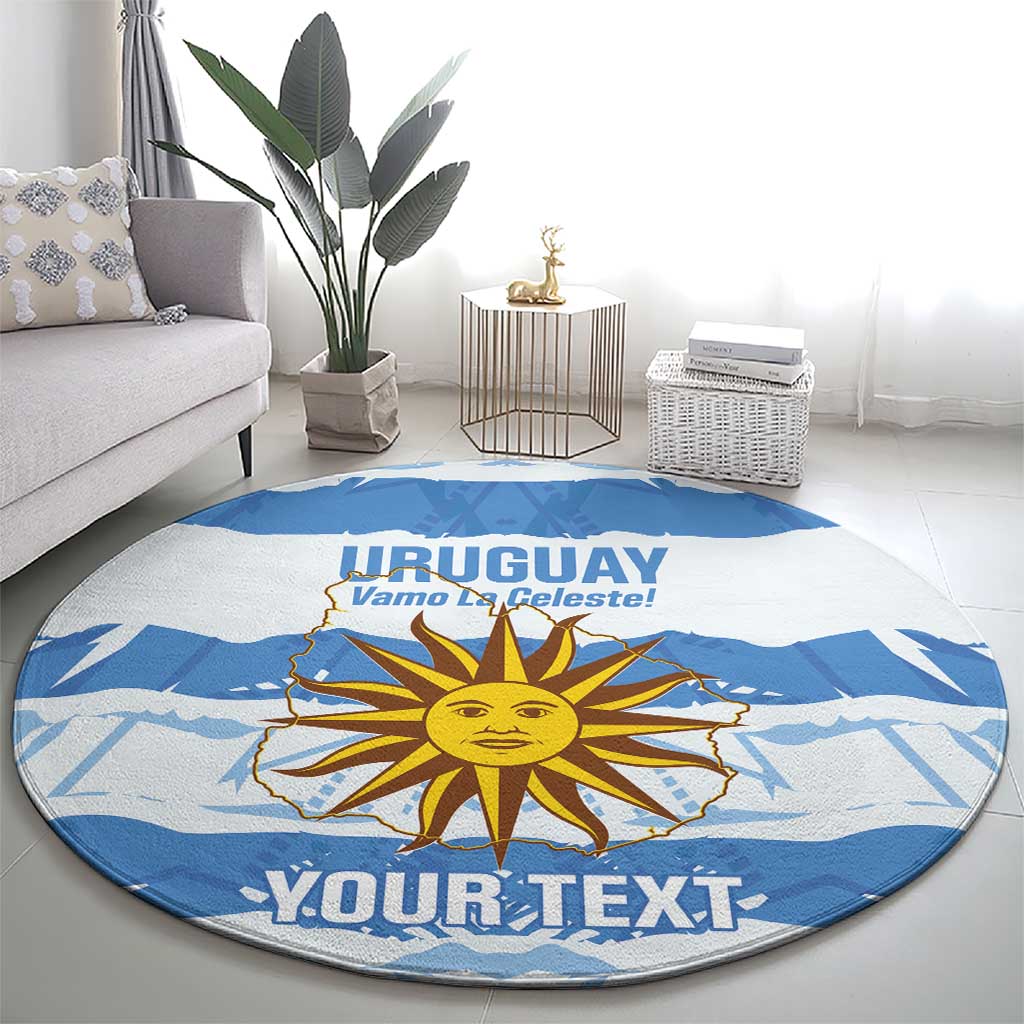 Custom Uruguay Football Round Carpet Vamo La Celeste