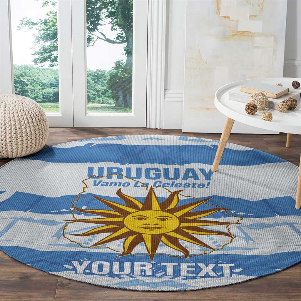 Custom Uruguay Football Round Carpet Vamo La Celeste