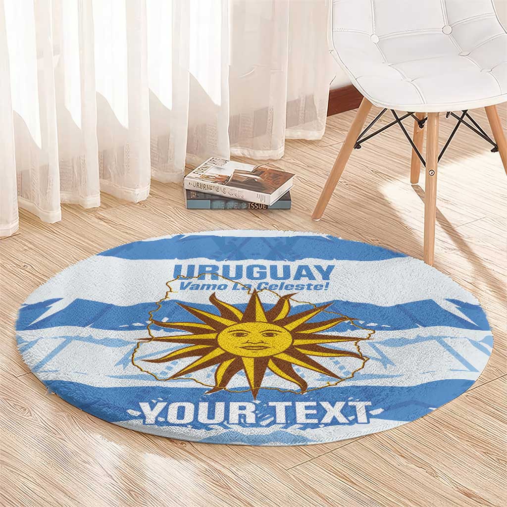 Custom Uruguay Football Round Carpet Vamo La Celeste