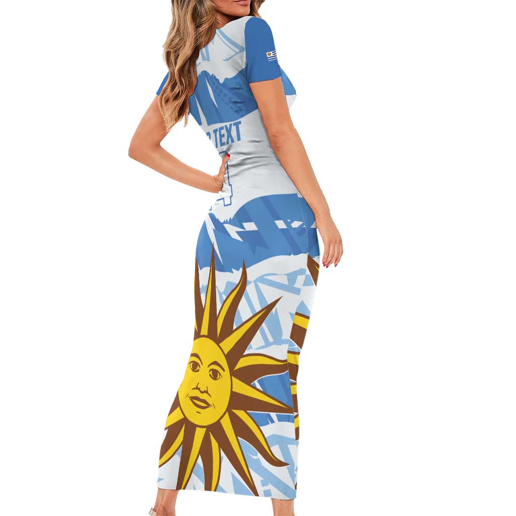 Custom Uruguay Football Short Sleeve Bodycon Dress Vamo La Celeste
