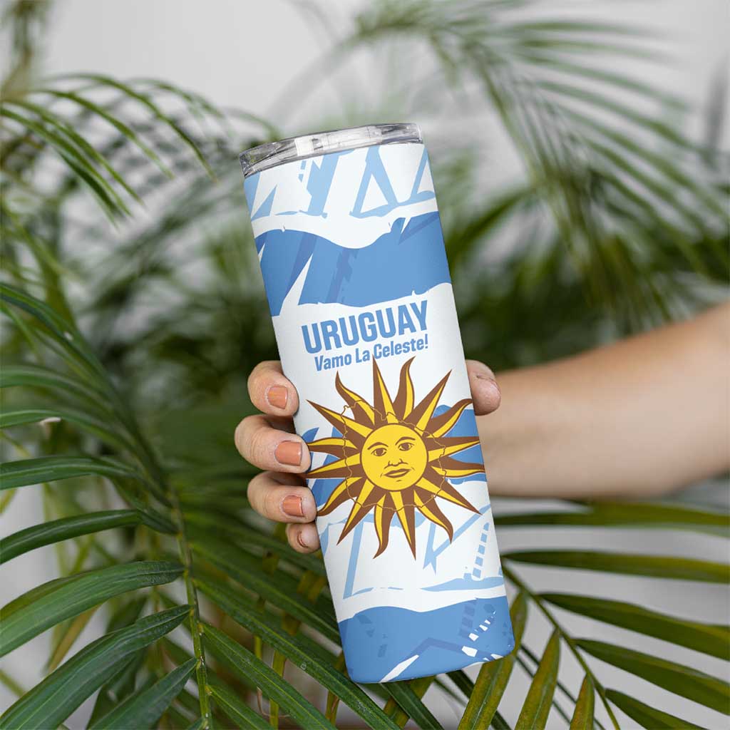 Custom Uruguay Football Skinny Tumbler Vamo La Celeste