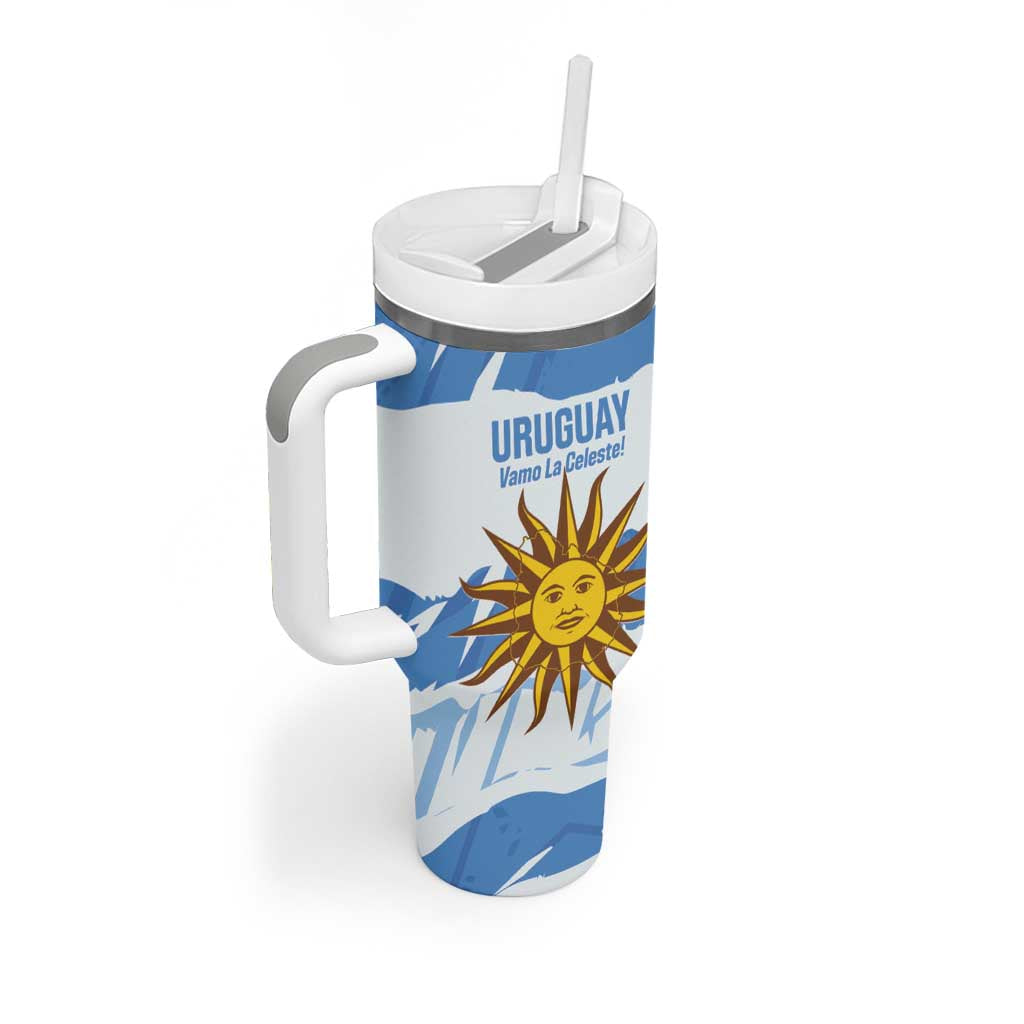 Custom Uruguay Football Tumbler With Handle Vamo La Celeste