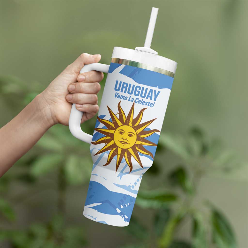 Custom Uruguay Football Tumbler With Handle Vamo La Celeste