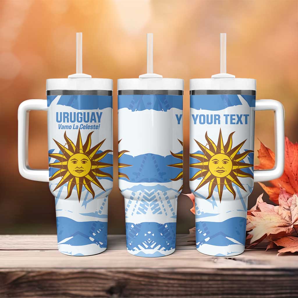 Custom Uruguay Football Tumbler With Handle Vamo La Celeste