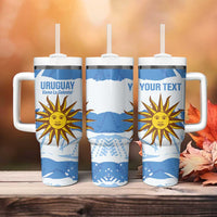 Custom Uruguay Football Tumbler With Handle Vamo La Celeste