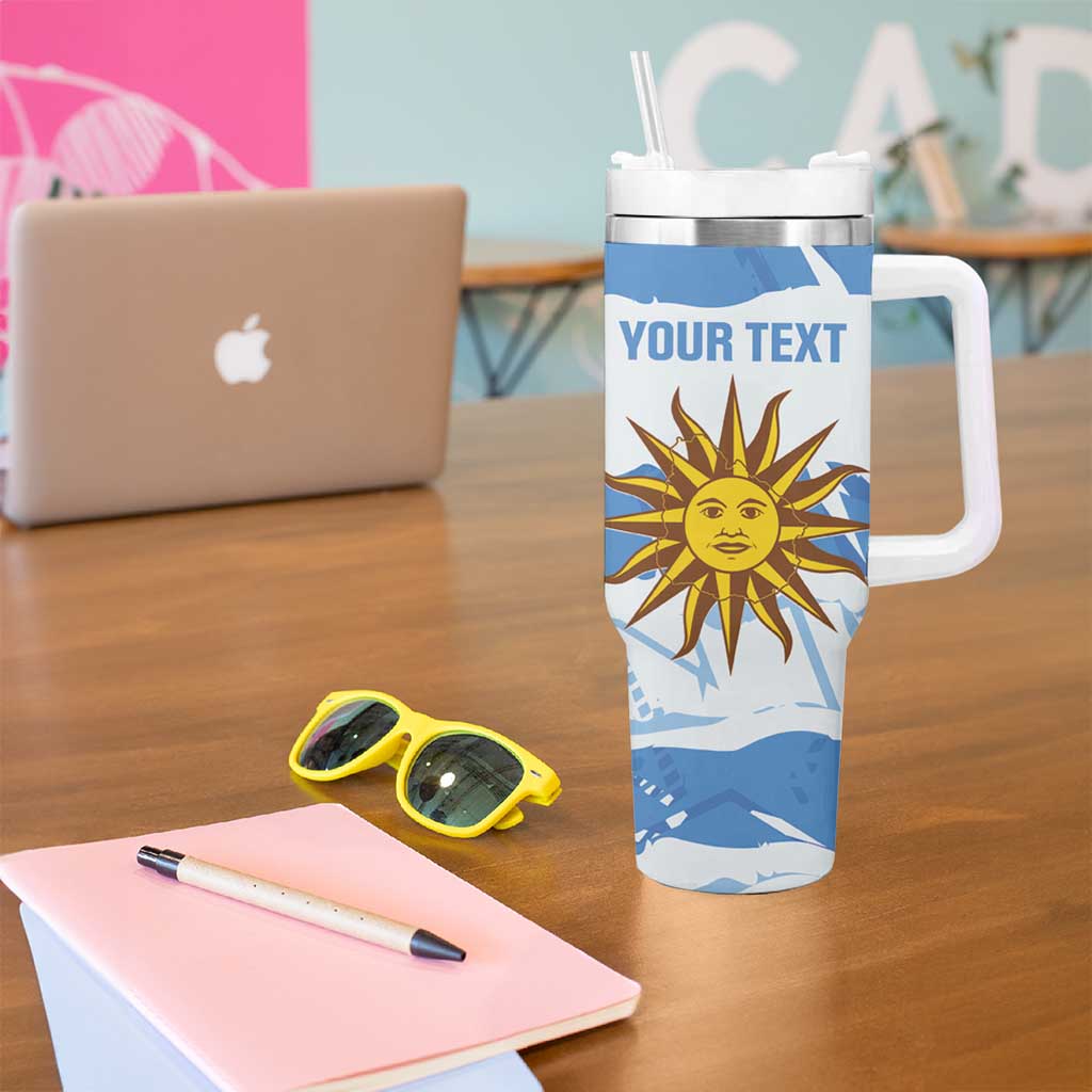 Custom Uruguay Football Tumbler With Handle Vamo La Celeste