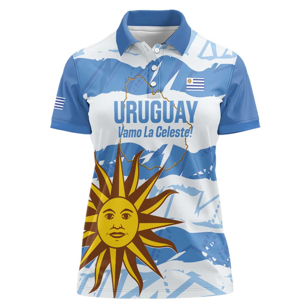 Custom Uruguay Football Women Polo Shirt Vamo La Celeste