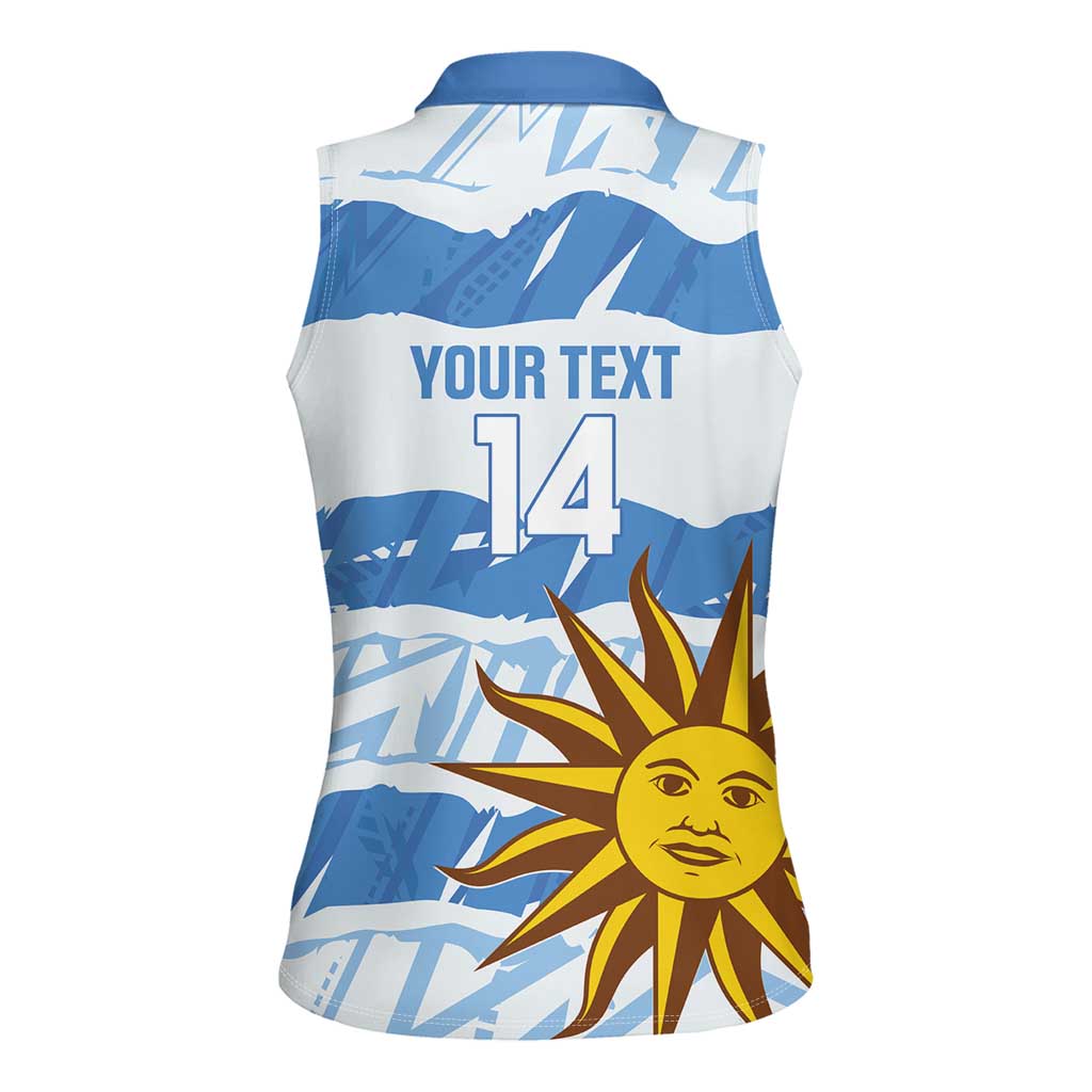 Custom Uruguay Football Women Sleeveless Polo Shirt Vamo La Celeste