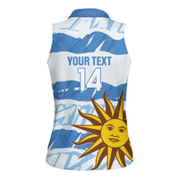Custom Uruguay Football Women Sleeveless Polo Shirt Vamo La Celeste