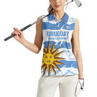 Custom Uruguay Football Women Sleeveless Polo Shirt Vamo La Celeste
