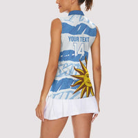 Custom Uruguay Football Women Sleeveless Polo Shirt Vamo La Celeste