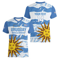 Custom Uruguay Football Women V-Neck T-Shirt Vamo La Celeste
