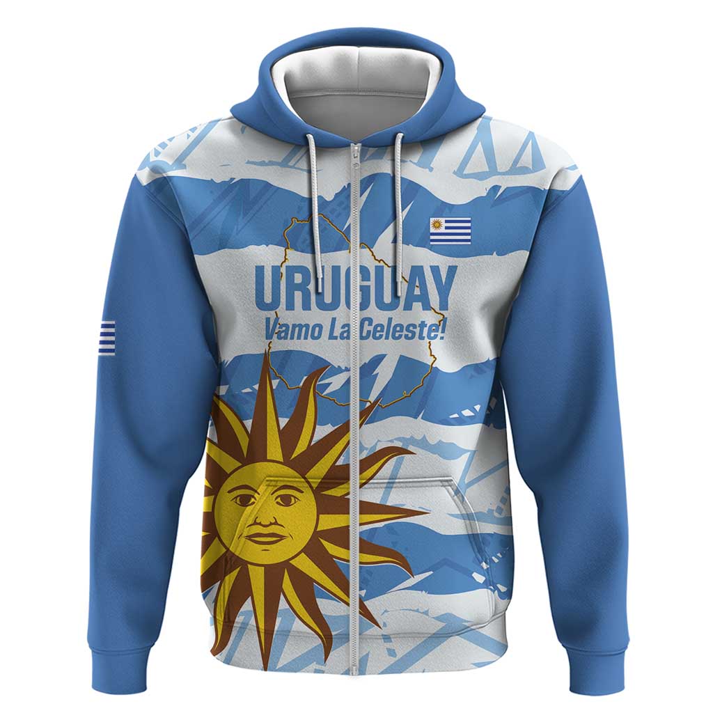 Custom Uruguay Football Zip Hoodie Vamo La Celeste