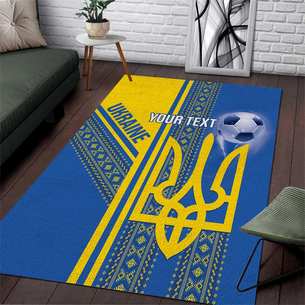 Custom Ukraine Football Area Rug Go Blue And Yellow Folk Pattern