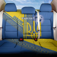 Custom Ukraine Football Back Car Seat Cover Go Blue And Yellow Folk Pattern