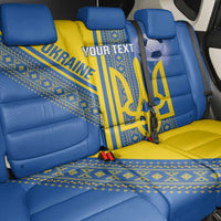 Custom Ukraine Football Back Car Seat Cover Go Blue And Yellow Folk Pattern