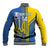 Custom Ukraine Football Baseball Jacket Go Blue And Yellow Folk Pattern