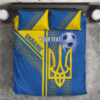 Custom Ukraine Football Bedding Set Go Blue And Yellow Folk Pattern