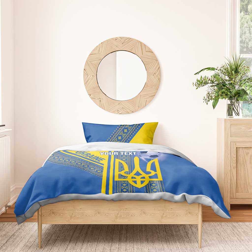 Custom Ukraine Football Bedding Set Go Blue And Yellow Folk Pattern