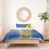 Custom Ukraine Football Bedding Set Go Blue And Yellow Folk Pattern