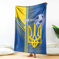 Custom Ukraine Football Blanket Go Blue And Yellow Folk Pattern