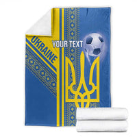 Custom Ukraine Football Blanket Go Blue And Yellow Folk Pattern