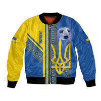 Custom Ukraine Football Bomber Jacket Go Blue And Yellow Folk Pattern