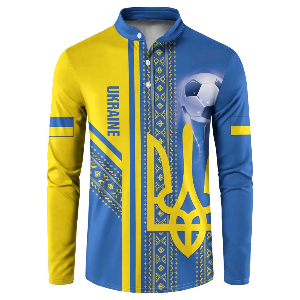 Custom Ukraine Football Button Sweatshirt Go Blue And Yellow Folk Pattern