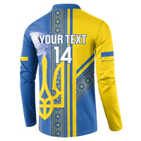 Custom Ukraine Football Button Sweatshirt Go Blue And Yellow Folk Pattern