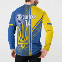 Custom Ukraine Football Button Sweatshirt Go Blue And Yellow Folk Pattern