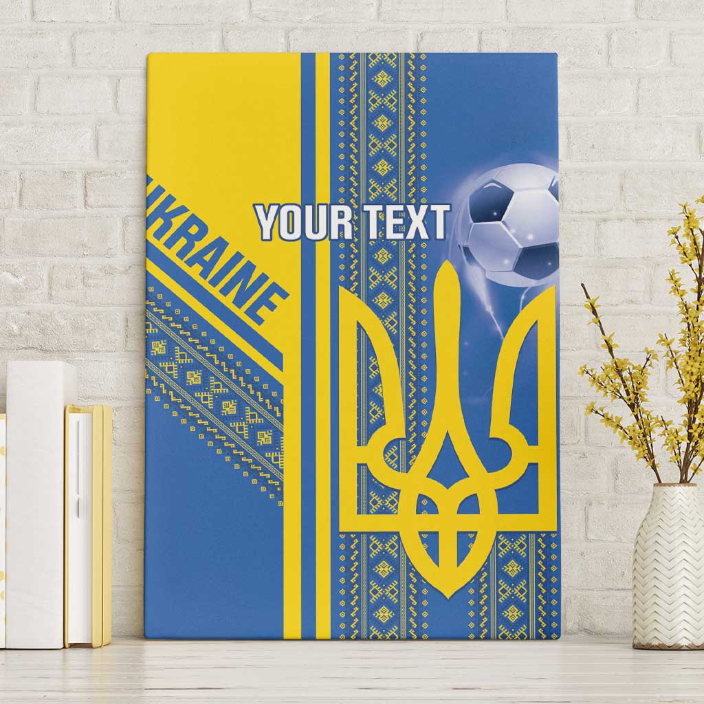 Custom Ukraine Football Canvas Wall Art Go Blue And Yellow Folk Pattern