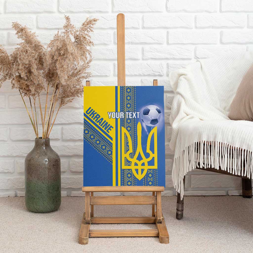 Custom Ukraine Football Canvas Wall Art Go Blue And Yellow Folk Pattern