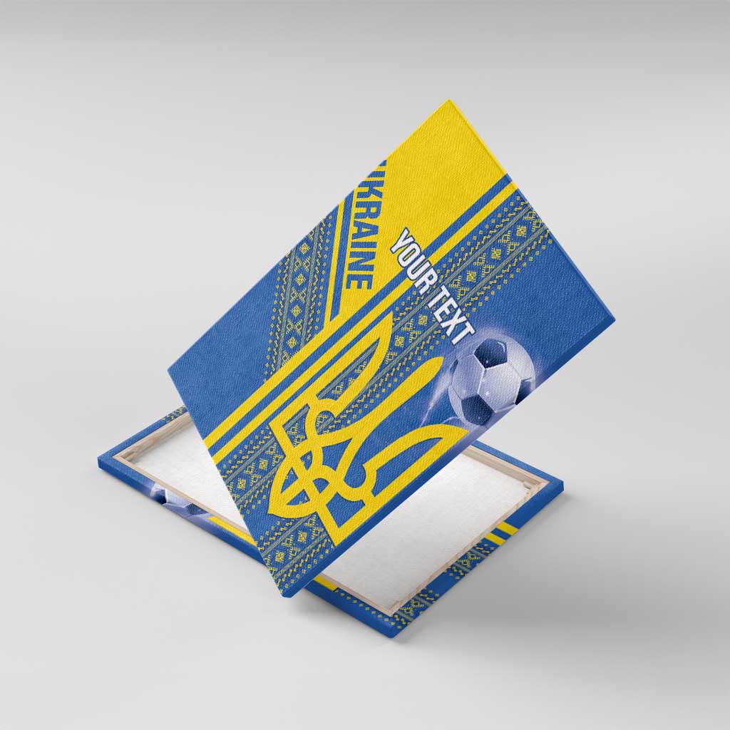 Custom Ukraine Football Canvas Wall Art Go Blue And Yellow Folk Pattern